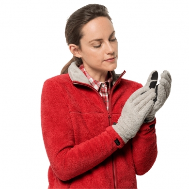 Jack Wolfskin Fleece Gloves Chilly Walk Glove - touchscreen-friendly, warm - light grey Women